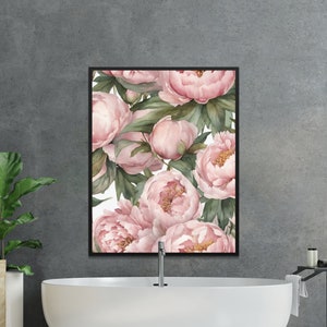 Floral Peonies Digital Art | Chic Home Decor Prints Wall Decor for Your Home