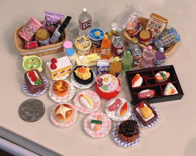mini-grijpzak voor Japans eten mysterie voor miniatuurpoppenhuis | 5 stuks | snacks, instant ramen, drankjes