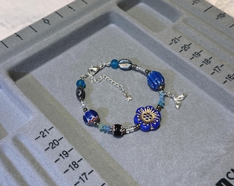 painted glass beaded mermaid of the sea handmade bead bracelet