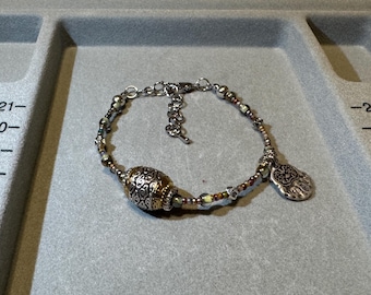 tibetan silver good luck totem handmade bead bracelet