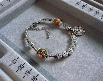 Personalized Tibetan Style Beaded Bracelet: Handmade Blessing Charm