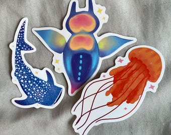 Pegatinas de criaturas marinas de 3"