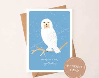 Magical Owl Birthday Card, Wizard Birthday Card, Wizard School Card, Printable Birthday Card, 5x7 Printable Greeting (PDF), Digital Download