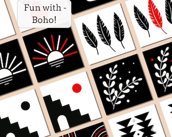 Cartões de alto contraste - Cartões sensoriais - Preto e branco - Montessori - Sensorial para bebês - Presente para chá de bebê - Estimulação visual - Desenvolvimento do bebê - Boho