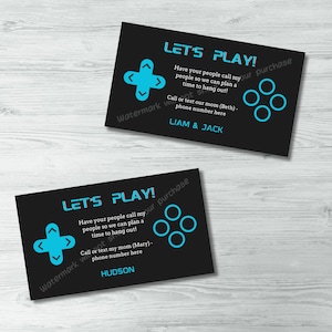 Bearbeitbare druckbare Kontaktkarten | Playdate Jungen Visitenkarten | Kinder Visitenkarten | Playdate Visitenkarten | Kinder Geschenkanhänger