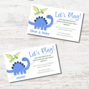 Cartões de contato editáveis para impressão | Cartões de visita Playdate Boys | Cartões de visita para crianças | Cartões de visita Playdate | Etiquetas de presente para crianças