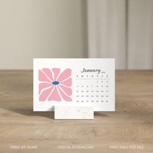 2026 Miniature Desk Calendar, Floral Calendar 2026, Minimalist Calendar, Abstract Floral Desktop Calendar, Modern Floral Stationary Art