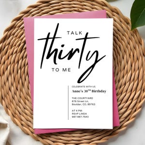 Talk Thirty to Me Invitation: Women&#39;s 30th Birthday Party, Editable Template (Digital Download)