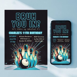 bowling editable invites
