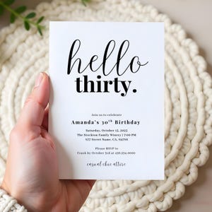 Minimalist Birthday Invitation Template: Black and White Sleek Design (Digital Download)