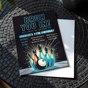 bowling birthday invites editable and printable