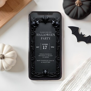 Dark Gothic Halloween Party Invitation Template: Editable, Printable (5x7 & Mobile)