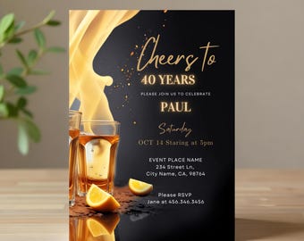 Tequila Birthday Invitation Template: Editable Adult Men's Invite (Digital Download)