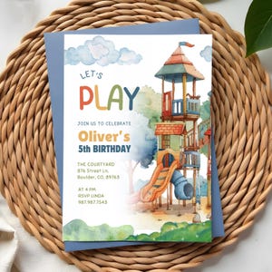 Playground Birthday Party Invitation: Editable Park Invite (Digital Download 5x7 in Card Template)