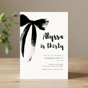Schwarze Schleife Geburtstagseinladung Vorlage: Elegante Party einladen (Digitaler Download)