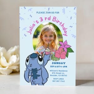 Stitch Birthday Invitation Template With Photo Editable Printable Stitch Invite Digital Stitch Party Invitation Kids Party Stitch Themed