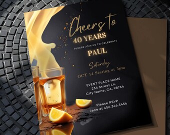 Tequila Birthday Invitation Template: Editable Adult Men's Party Invite (Digital Download)