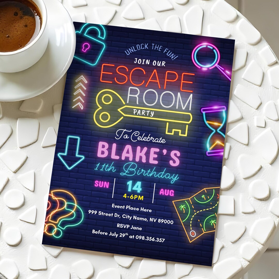 Invitation Room Escape Room Birthday Invitation Template Teenbirthday Invitation Escape ...