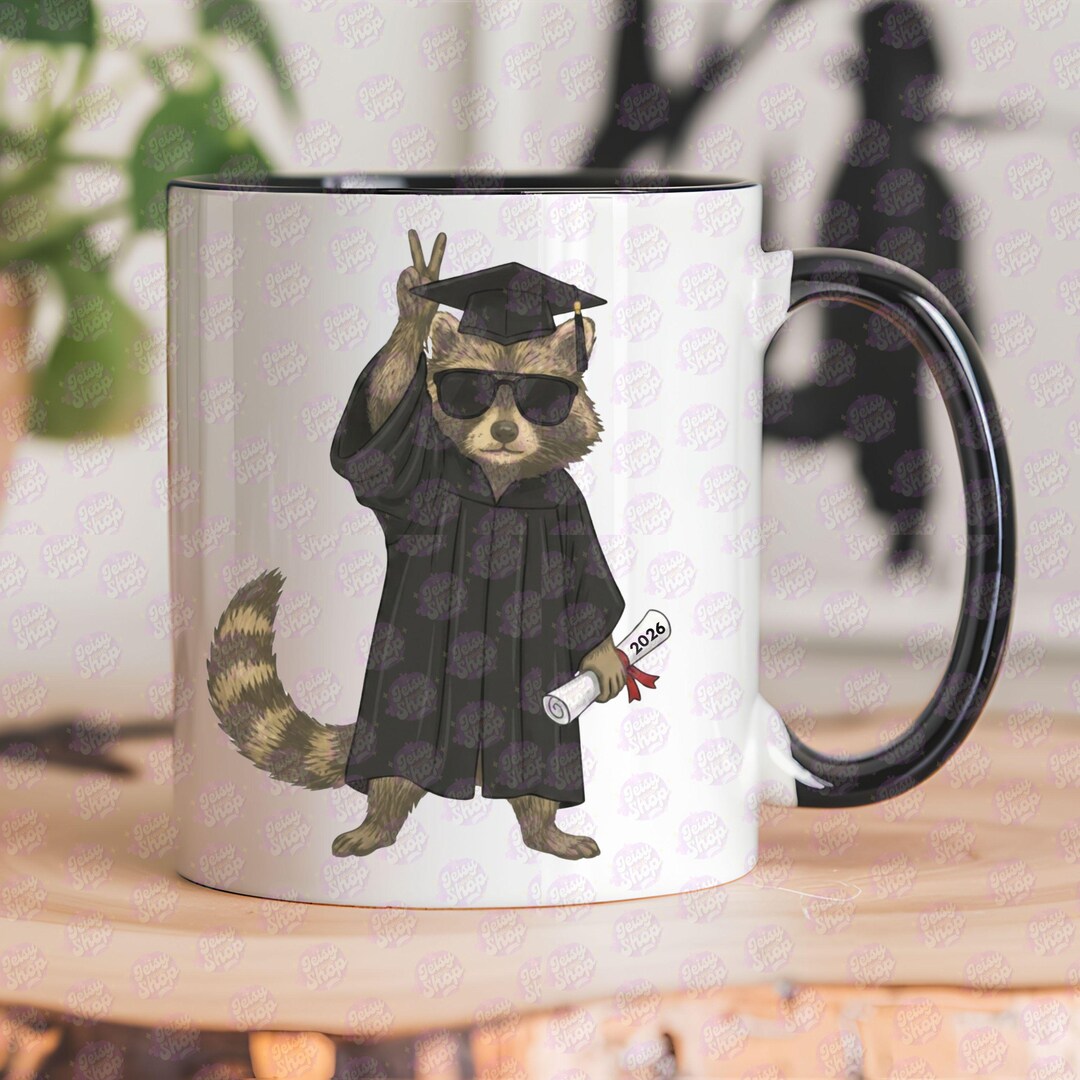 Senior Racoon Funny Raccoon Graduation Mug, Senior Grad 2026 Tee, Funny Graduate Gift ...