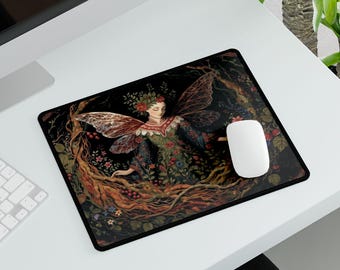 Enchanted Forest Fairy Desk Mat, Woodland Fairy Mouse Pad, Cottagecore Botanical Desk Pad, Fantasy Gaming & Office Mat