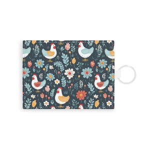 Cartera pequeña elegante con llavero de flores silvestres y pollos, tarjetero de piel sintética saffiano con flores coloridas, tarjetero, regalo de primavera