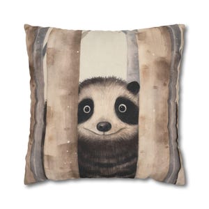 Divertida funda de almohada de mapache, bonito regalo para la habitación de un bebé, amante de los animales, decoración de habitación infantil, funda de almohada de animales del bosque, cojín de primavera estilo granja.