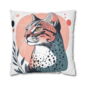 Funda de cojín minimalista bohemia de guepardo, cuadrada, con diseño de gato salvaje pastel, bonita funda de cojín decorativa de primavera para el hogar, ideal para amantes de los gatos.