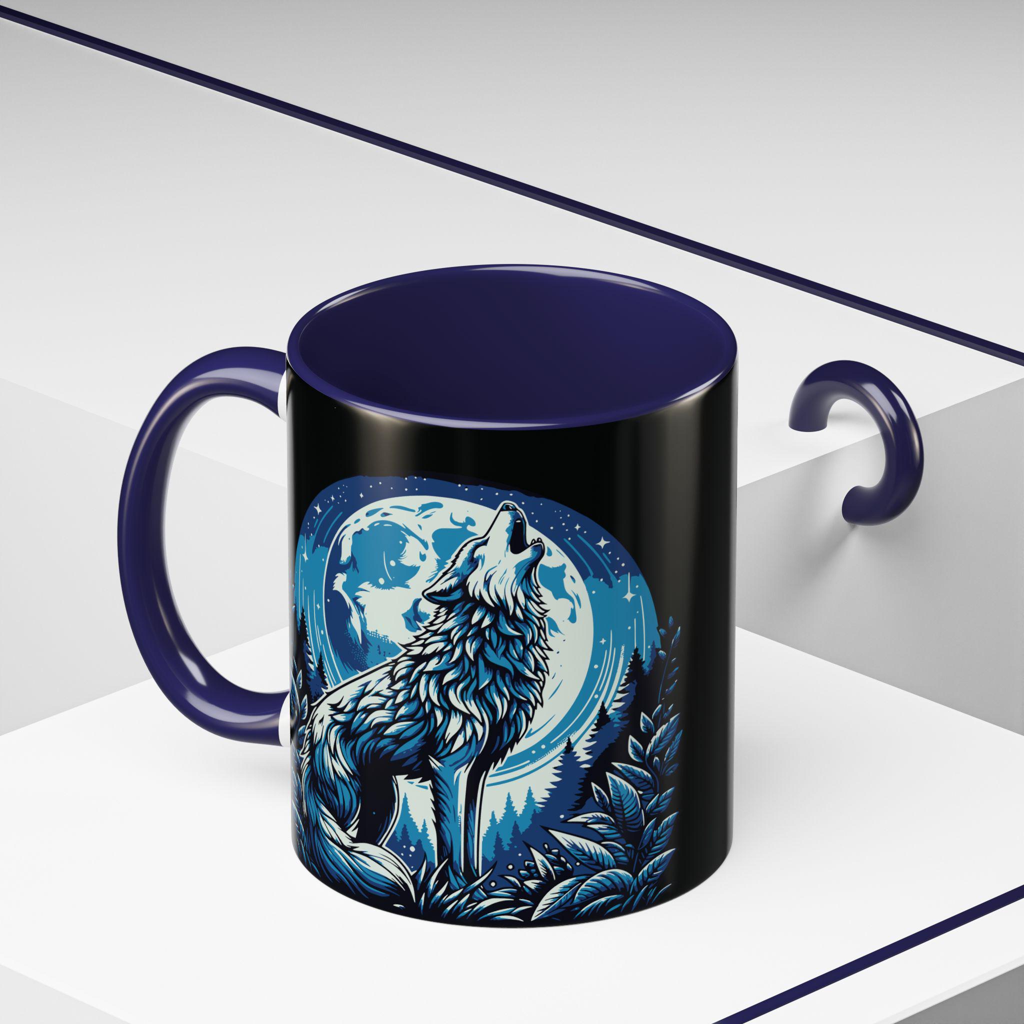 Lone Big Wolf Mug, Winter Woodlands Tea Cup, Wildlife Art Mugs Matching Coasters, Ceramic Cup Gift Set, Birthday Anniversary Graduation Gift