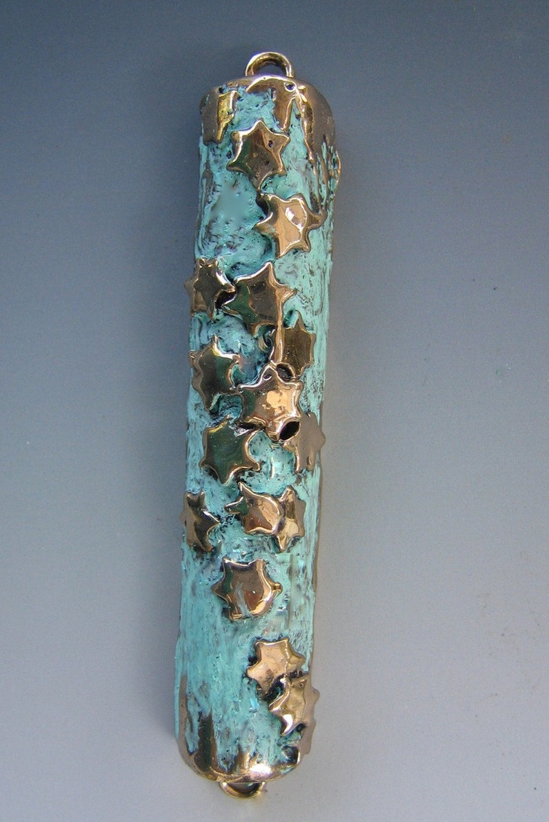 Jewish Star of David Mezuzah Bronze with Green Patina Etsy