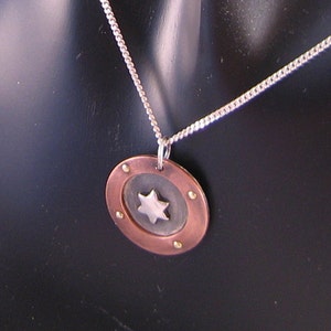 Copper and Sterling Silver Star of David Necklace image 4