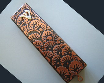 Etched Copper Mezuzah with Sterling Silver Shin