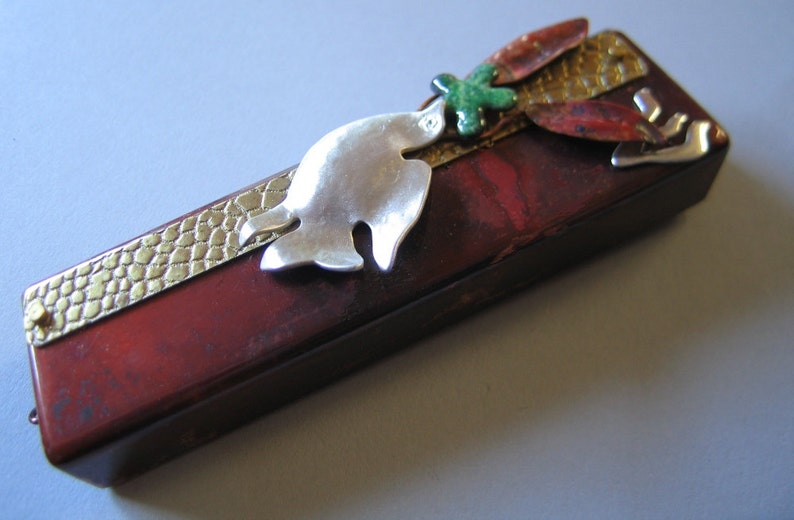 Jewish Mezuzah with Silver Peace Dove and Enameling image 3