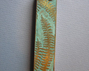 Fern Mezuzah (Etched Copper with Green Patina)
