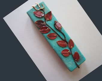 Tree of Life Mezuzah with Copper Leaves