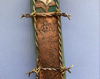 Holocaust Memorial Mezuzah Case,  Copper, handmade