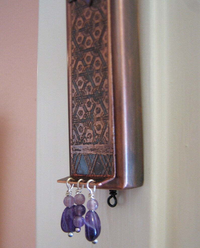 Sephardic Jewish Mezuzah With Amethyst Beads Etsy