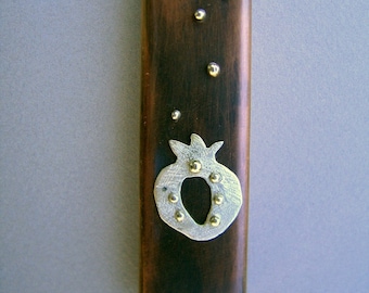 Copper and Silver Pomegranate Mezuzah Case