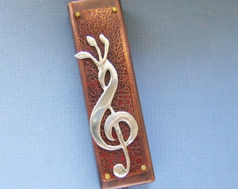 Music Lover's Mezuzah -NEW! Sterling Silver and Copper