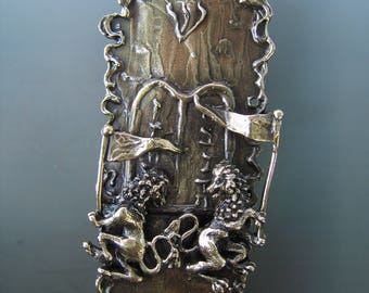 Lions of Judah Mezuzah Case by Ruth Shapiro