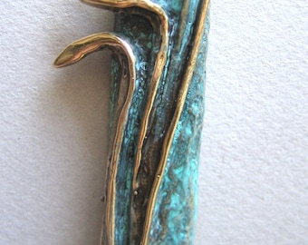 Mezuzah, Bronze Shin with Green Patina