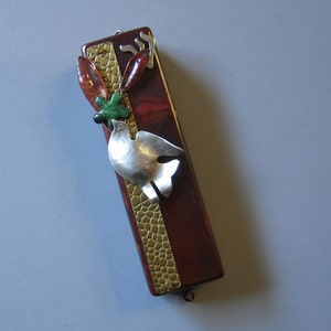 Jewish Mezuzah with Silver Peace Dove and Enameling image 1