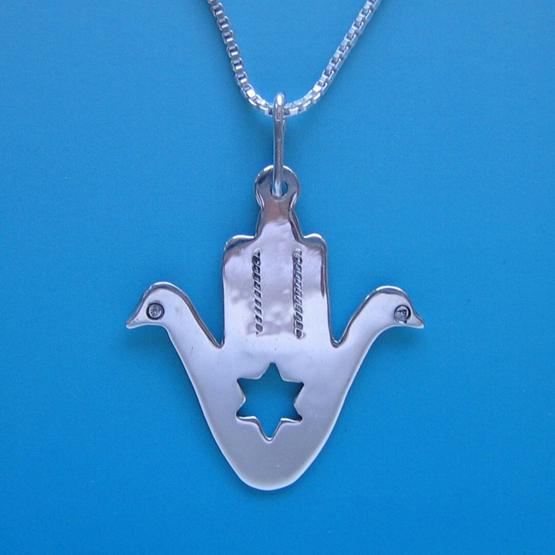 Dove Hamsa With Star of David Pendant sterling Silver by - Etsy