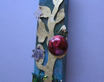 Jewish  Mezuzah with Pomegranate and Tree of Life