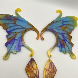 Handmade Resin Butterfly Ear Cuff Wrap Earrings | Colorful Fantasy Ear Wraps | Whimsical Fairy Wing Jewelry
