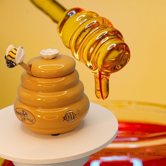 Vintage Ceramic Honey Pot With Dipping Stick - Bee Decor - Etsy