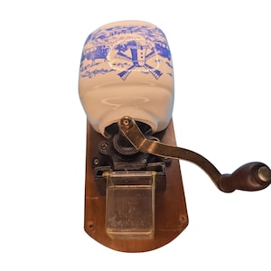 Vintage Holland Coffee Grinder | Wall-Mounted Dutch Coffee Mill with Windmill Design | Missing Top | Rustic Kitchen Decor