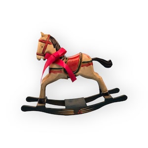 Vintage Hand-Carved Wooden Rocking Horse – Small, Unique, Rustic Décor Piece