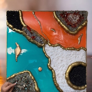 Freeform Geode Wall Art Decor| Resin Geode Modern Geode WallArt | Luxury Resin Geode Wall Art | Large Resin Geode Painting |Abstract WallArt