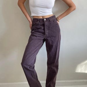 vintage Levi&#39;s 501 button fly womens brown denim shrink to fit 80s Levis 901 jeans size 28 x 31