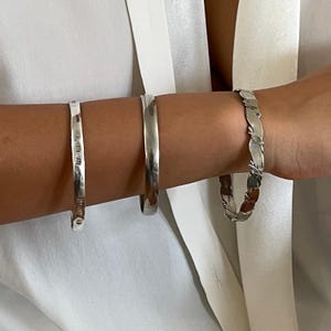 Vintage Sterling Silver Mexican Bangle Bracelet Set: Taxco Handmade Jewelry